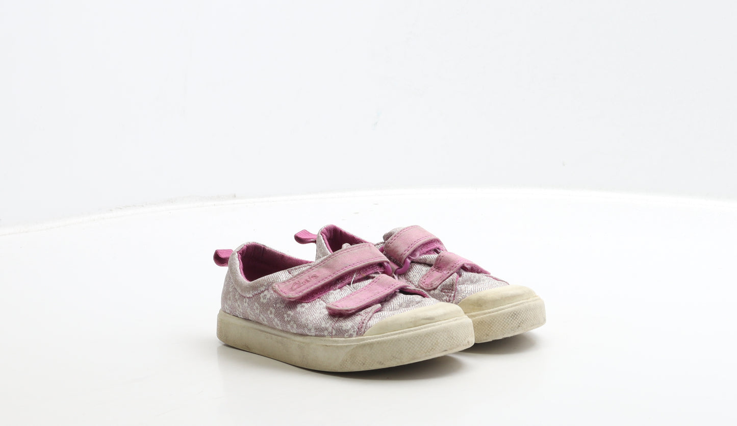 Clarks Girls Pink Floral Fabric Trainer UK 9