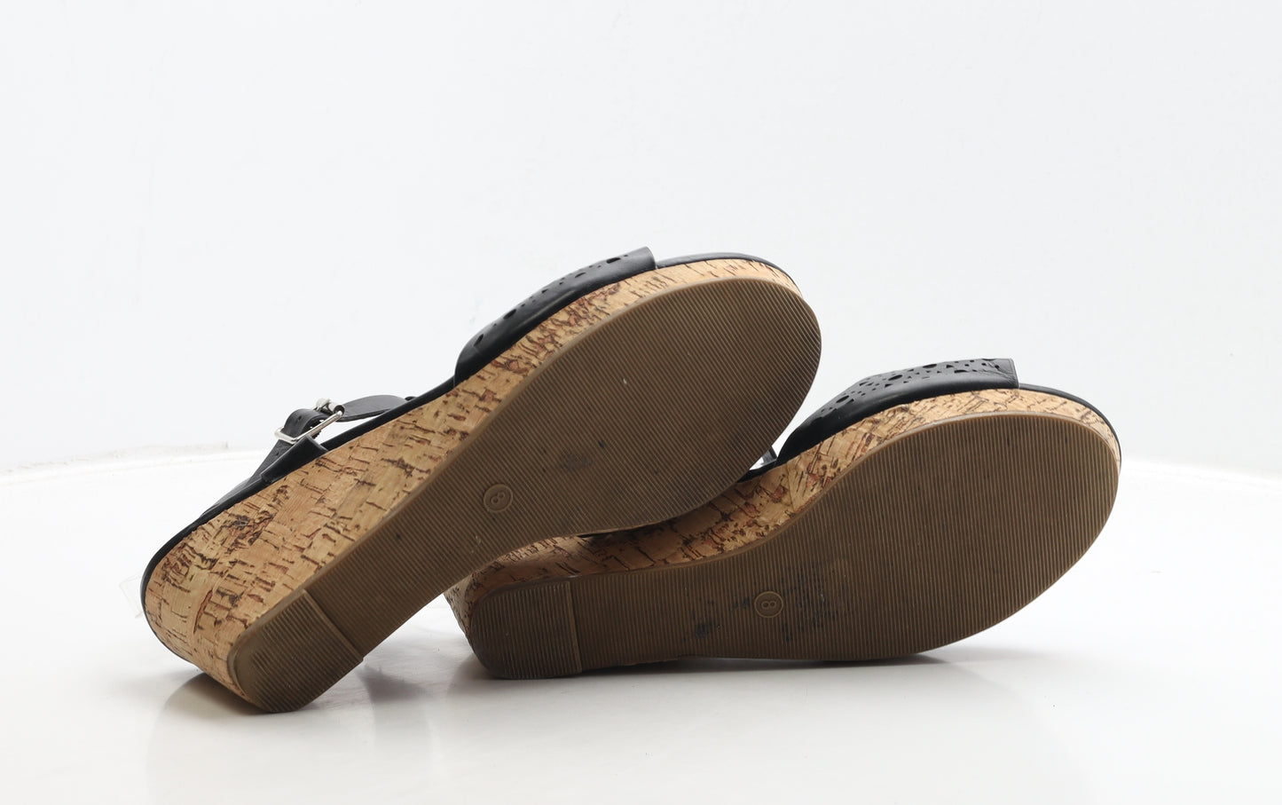 Preworn Womens Black Geometric Leather Strappy Heel UK 8