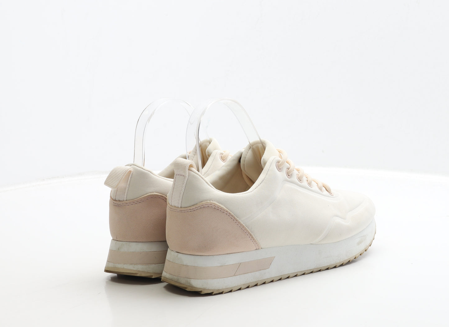 Bershka Womens White Polyester Trainer UK 5 38