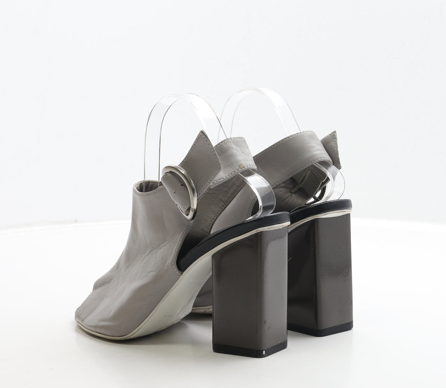 Marks and Spencer Womens Grey Leather Slingback Heel UK 5.5