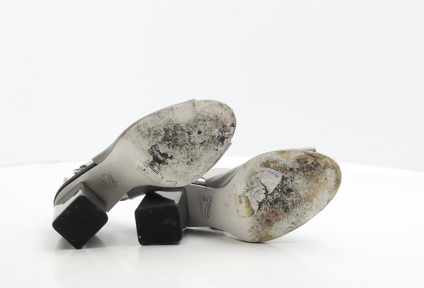 Marks and Spencer Womens Grey Leather Slingback Heel UK 5.5