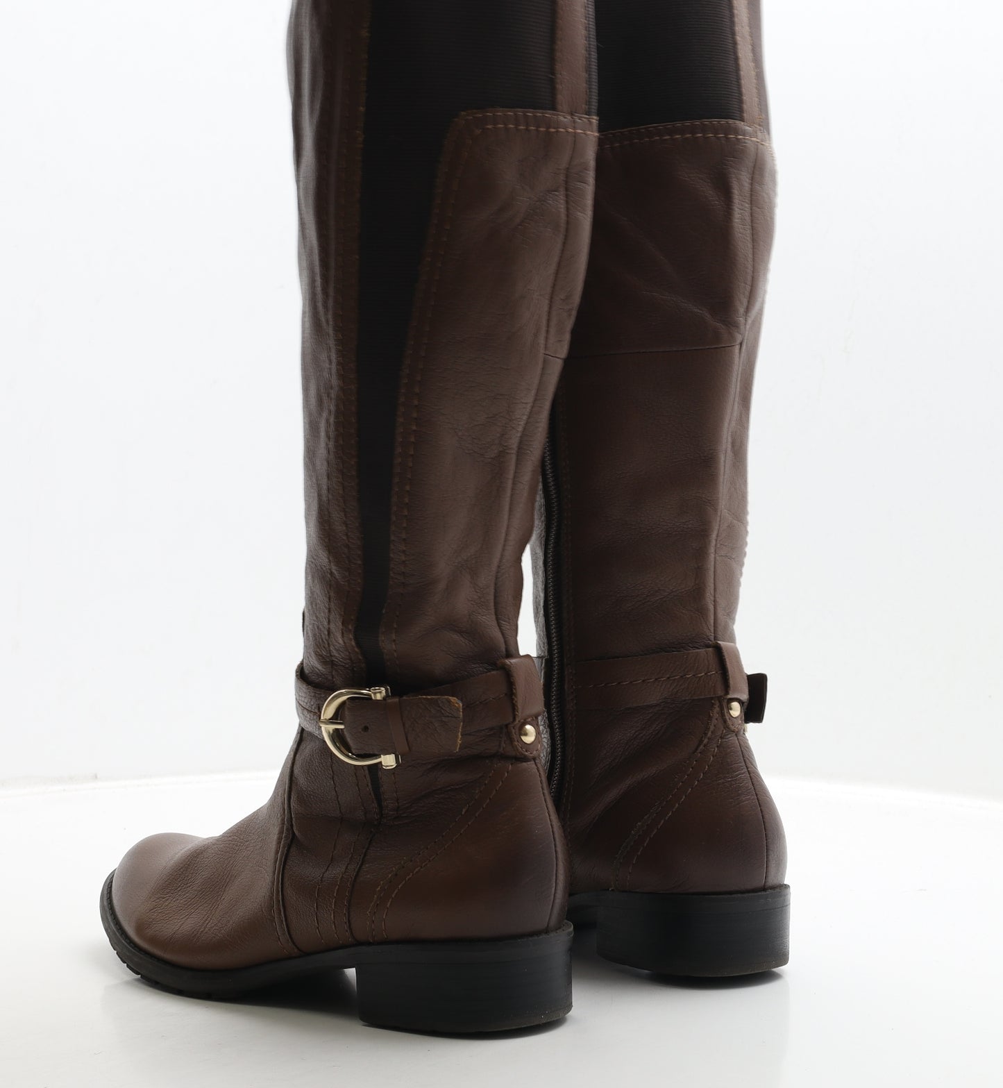 George Womens Brown Leather Biker Boot UK 5