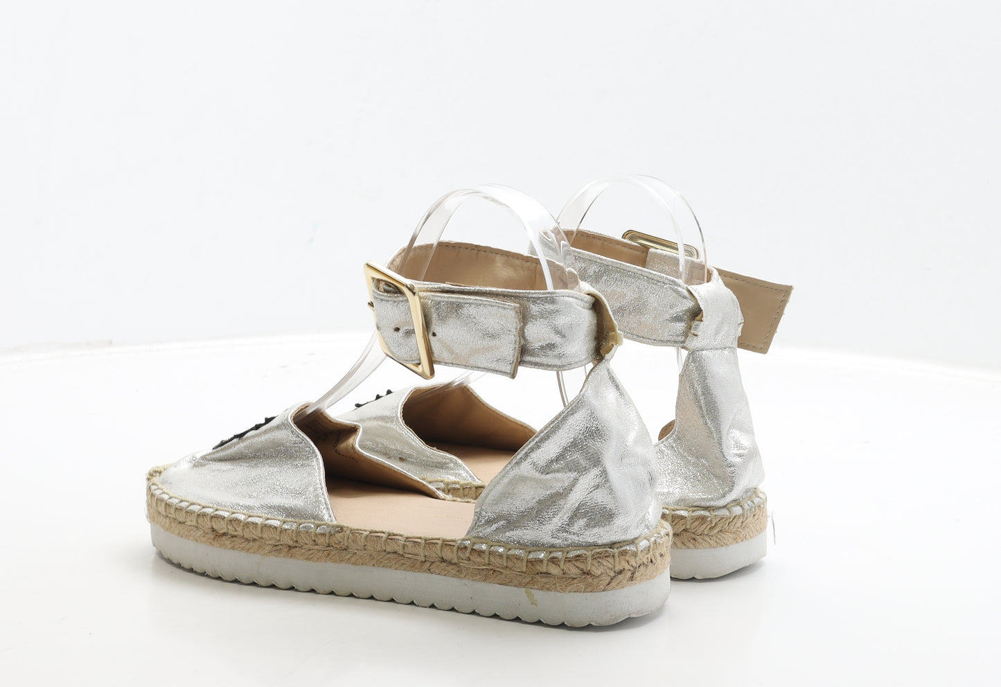 River Island Womens Silver Polyester Strappy Sandal UK 5 38 - Pineapple Detail