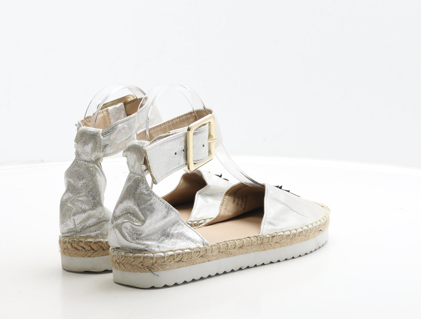 River Island Womens Silver Polyester Strappy Sandal UK 5 38 - Pineapple Detail