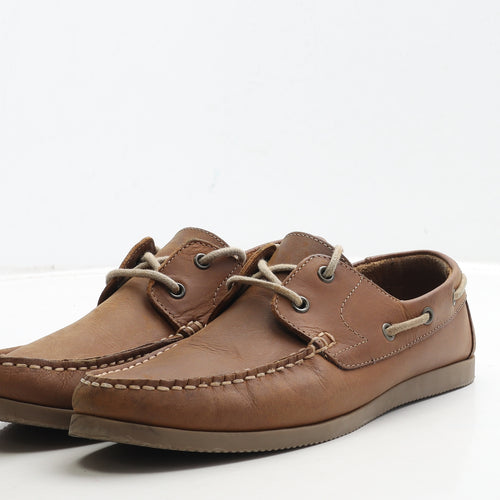Matalan Mens Brown Leather Boat Shoe Casual UK 9 43
