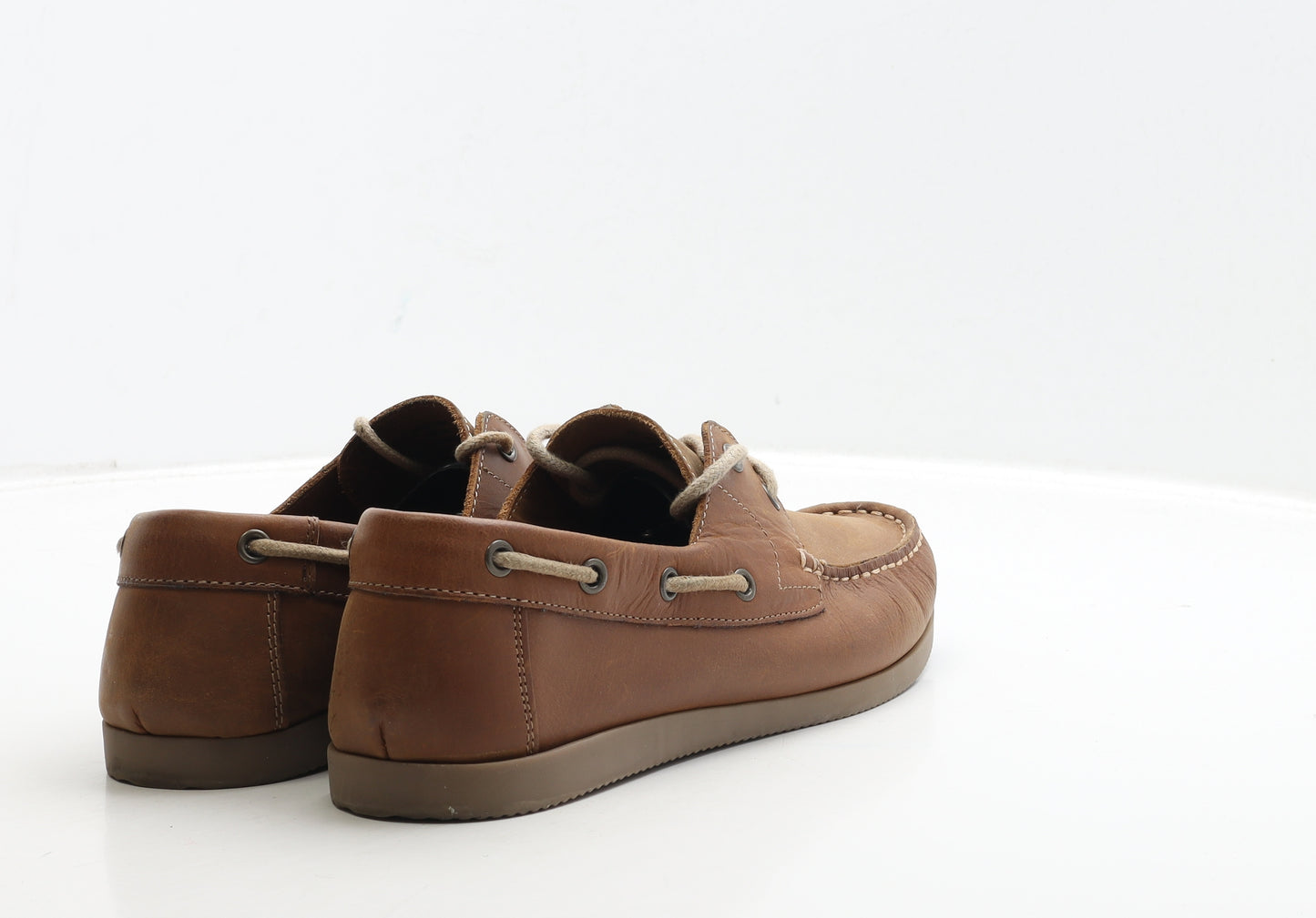 Matalan Mens Brown Leather Boat Shoe Casual UK 9 43