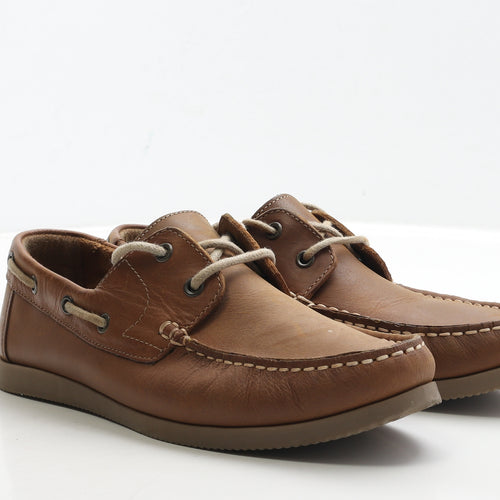 Matalan Mens Brown Leather Boat Shoe Casual UK 9 43
