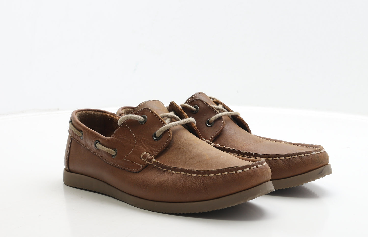 Matalan Mens Brown Leather Boat Shoe Casual UK 9 43