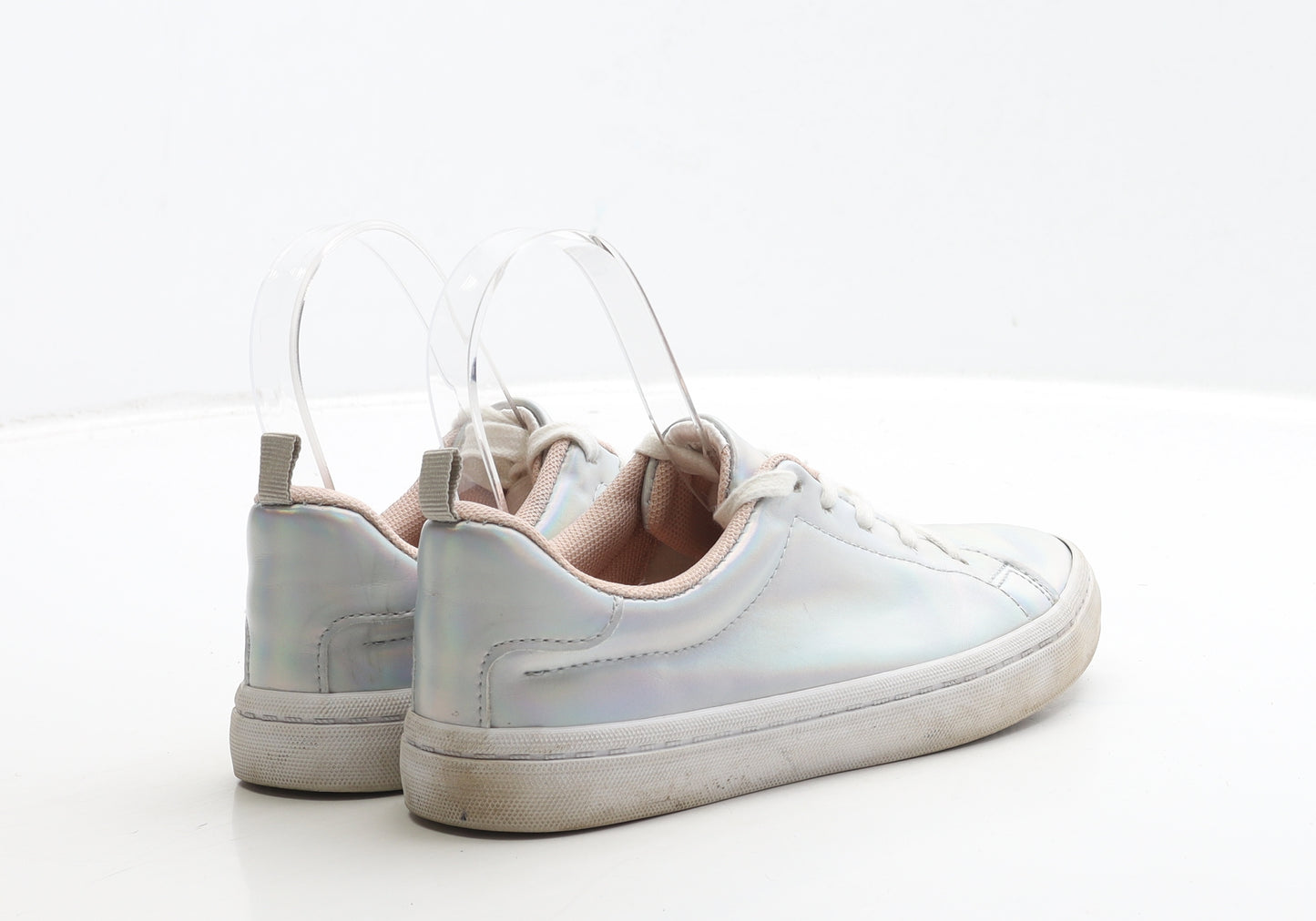 H&M Girls Silver Polyester Trainer UK 2 34 - Metallic