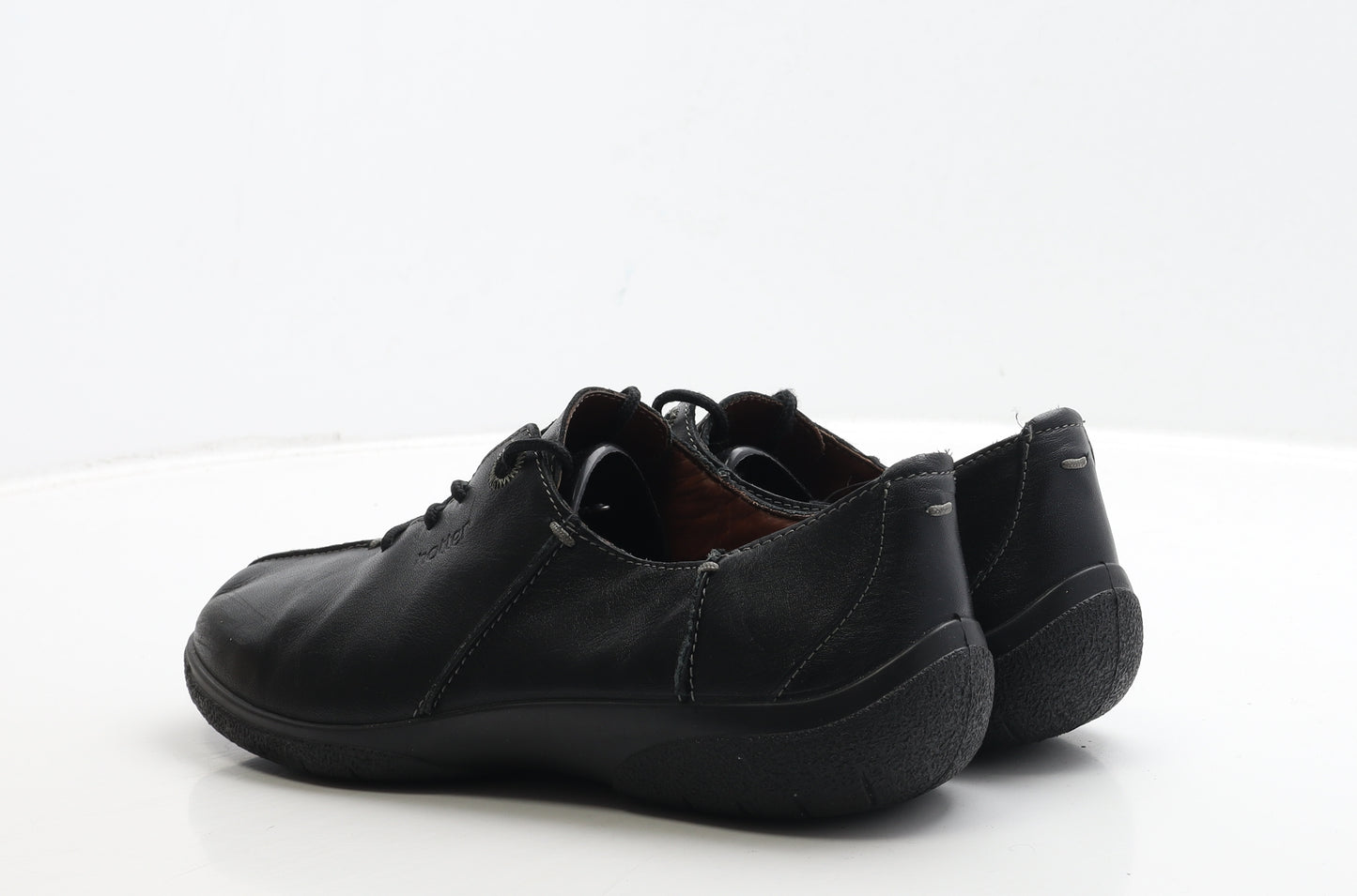 Hotter Womens Black Leather Boat Shoe Flat UK 7.5