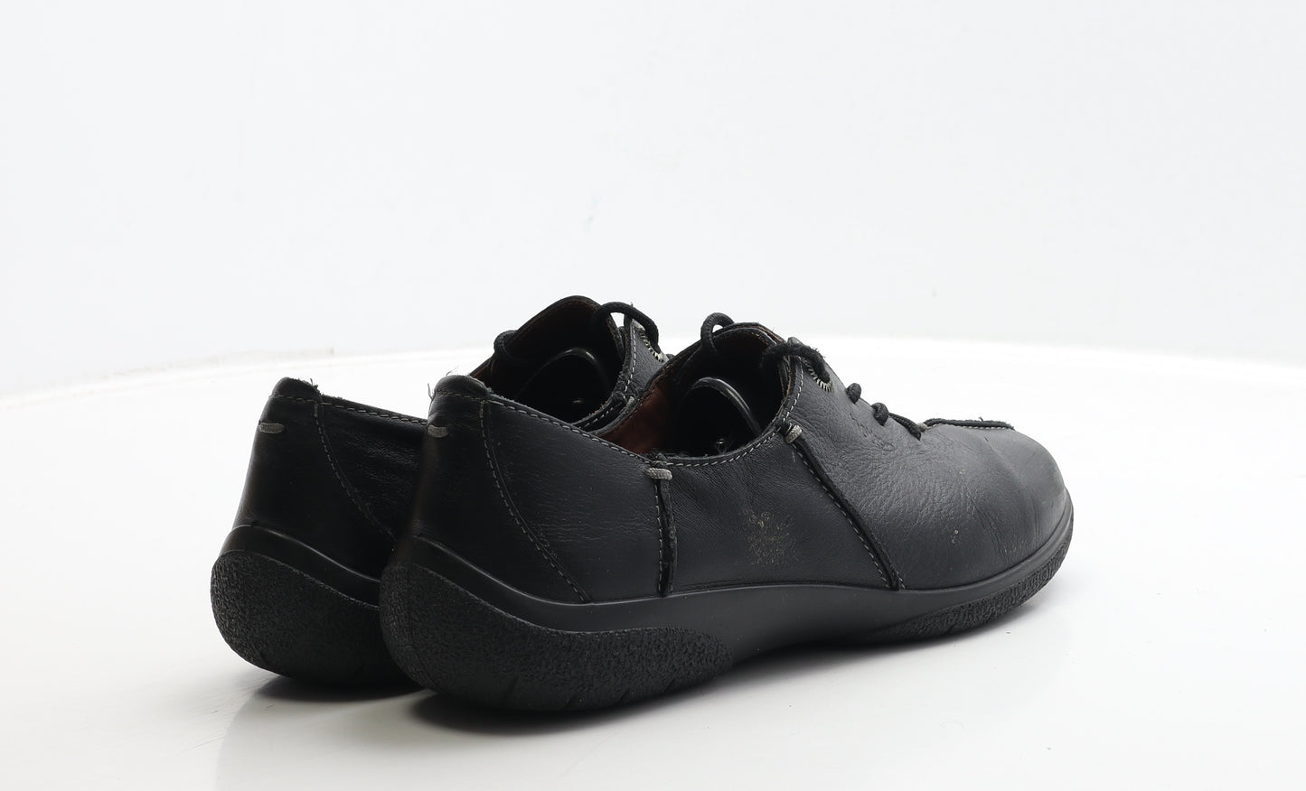 Hotter Womens Black Leather Boat Shoe Flat UK 7.5