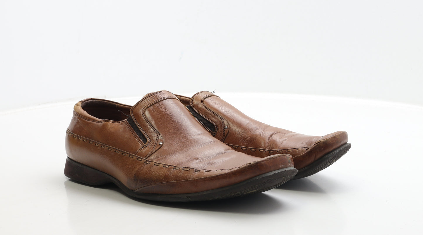 Azor Mens Brown Leather Loafer Casual UK 9 43 - Estimated UK Size 9