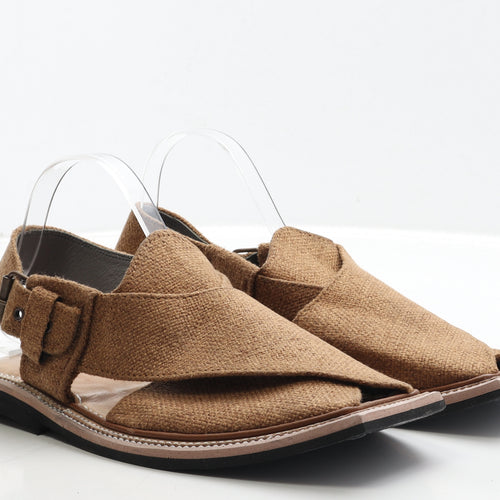 Preworn Mens Brown Fabric Slip On Sandal UK 10 - Estimated UK Size 10