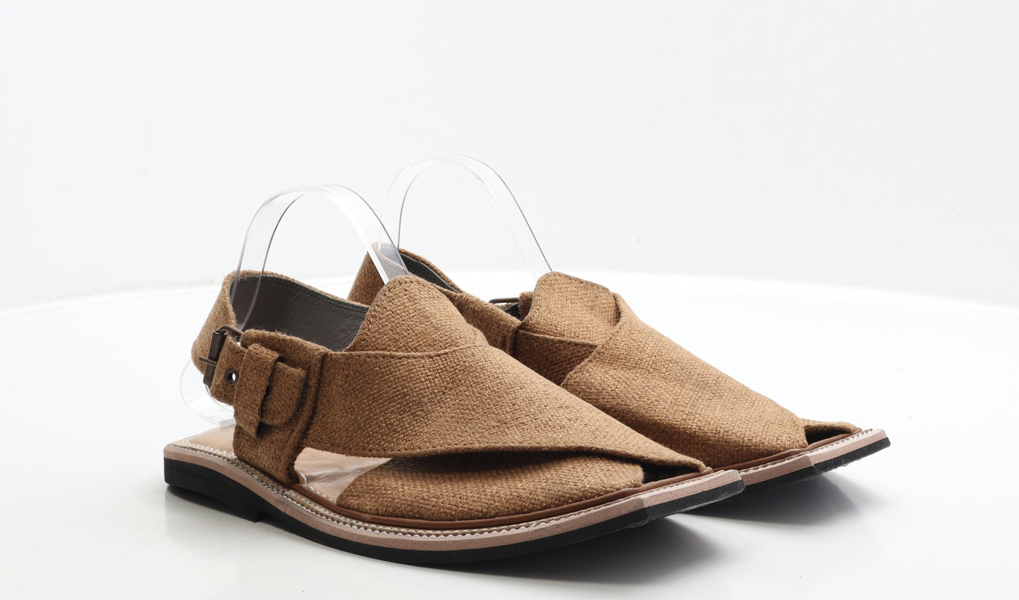 Preworn Mens Brown Fabric Slip On Sandal UK 10 - Estimated UK Size 10
