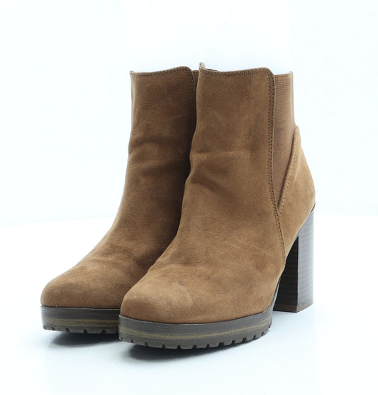 Primark Womens Brown Suede Bootie Boot UK 4 37 US 6