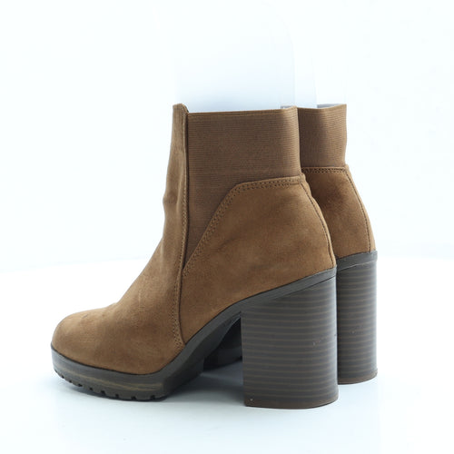 Primark Womens Brown Suede Bootie Boot UK 4 37 US 6