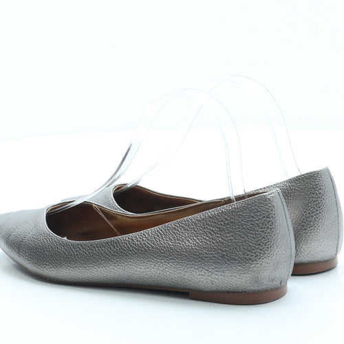 H&M Womens Silver Leather Slip On Flat UK 5 38