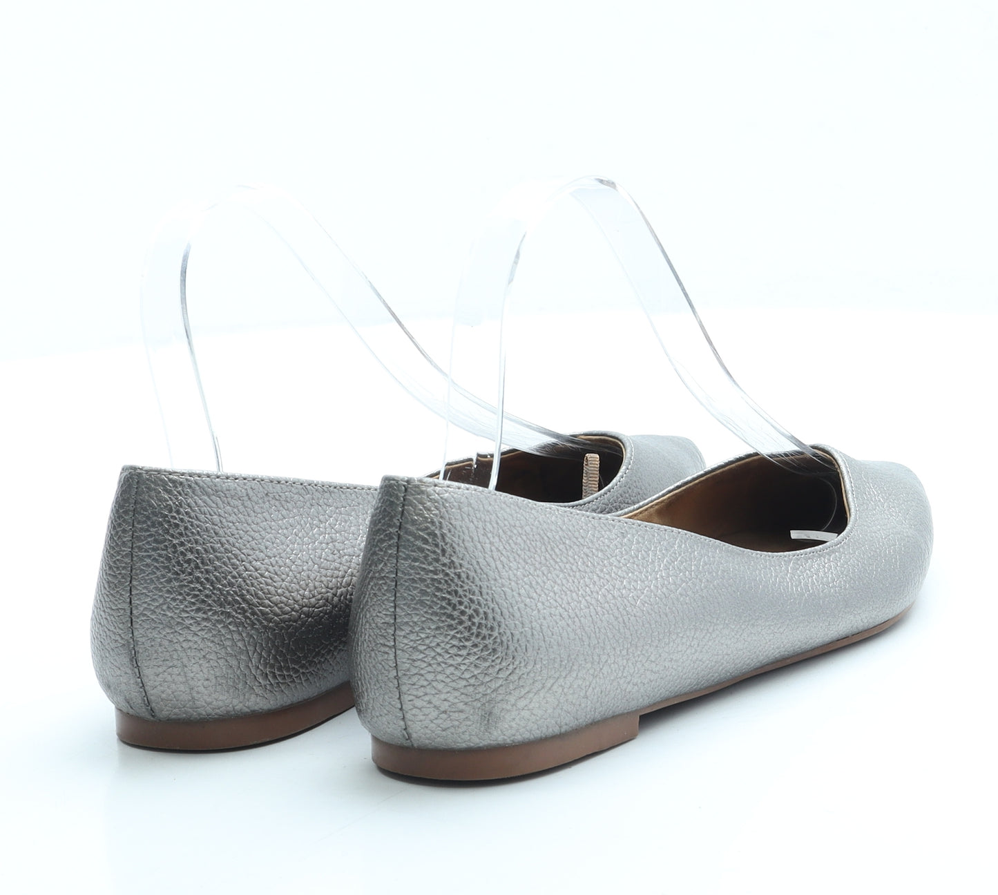 H&M Womens Silver Leather Slip On Flat UK 5 38