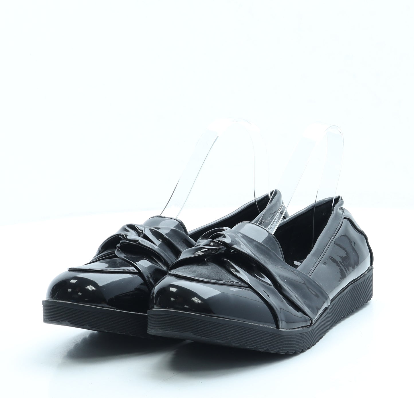 Krush Womens Black Patent Leather Loafer Flat UK 6