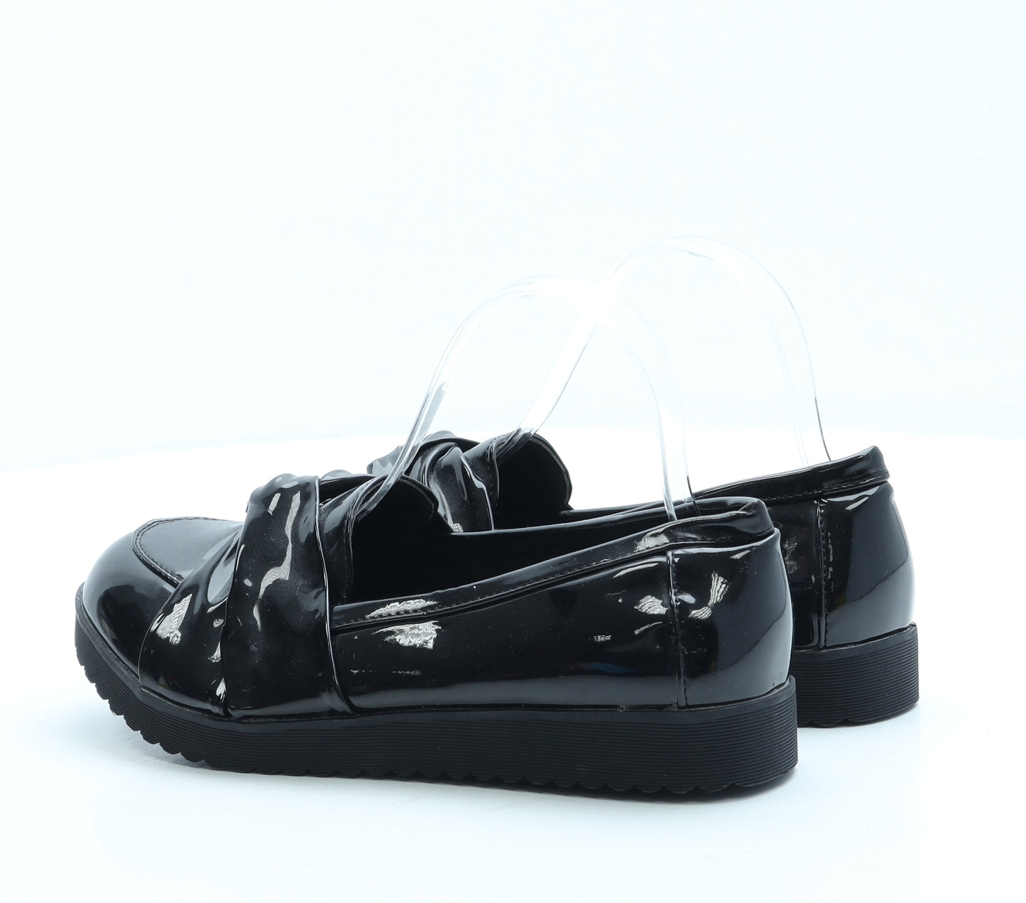 Krush Womens Black Patent Leather Loafer Flat UK 6