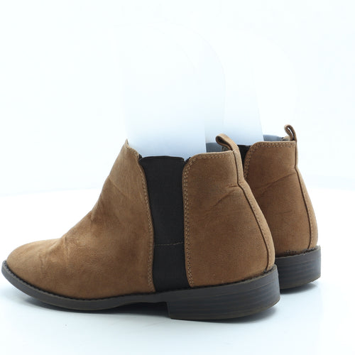 Primark Womens Brown Suede Chelsea Boot UK 6 39 US 8 - Wide Fit