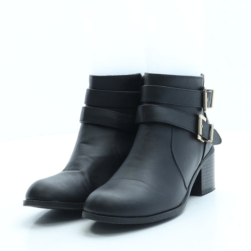 Atmosphere Womens Black Leather Bootie Boot UK 3 36 US 5