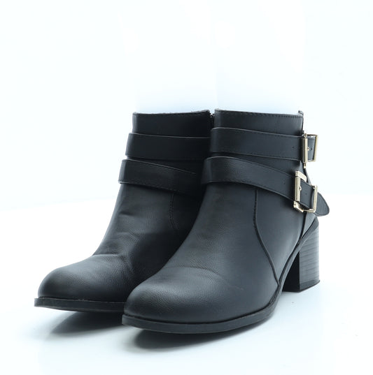 Atmosphere Womens Black Leather Bootie Boot UK 3 36 US 5