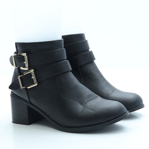 Atmosphere Womens Black Leather Bootie Boot UK 3 36 US 5