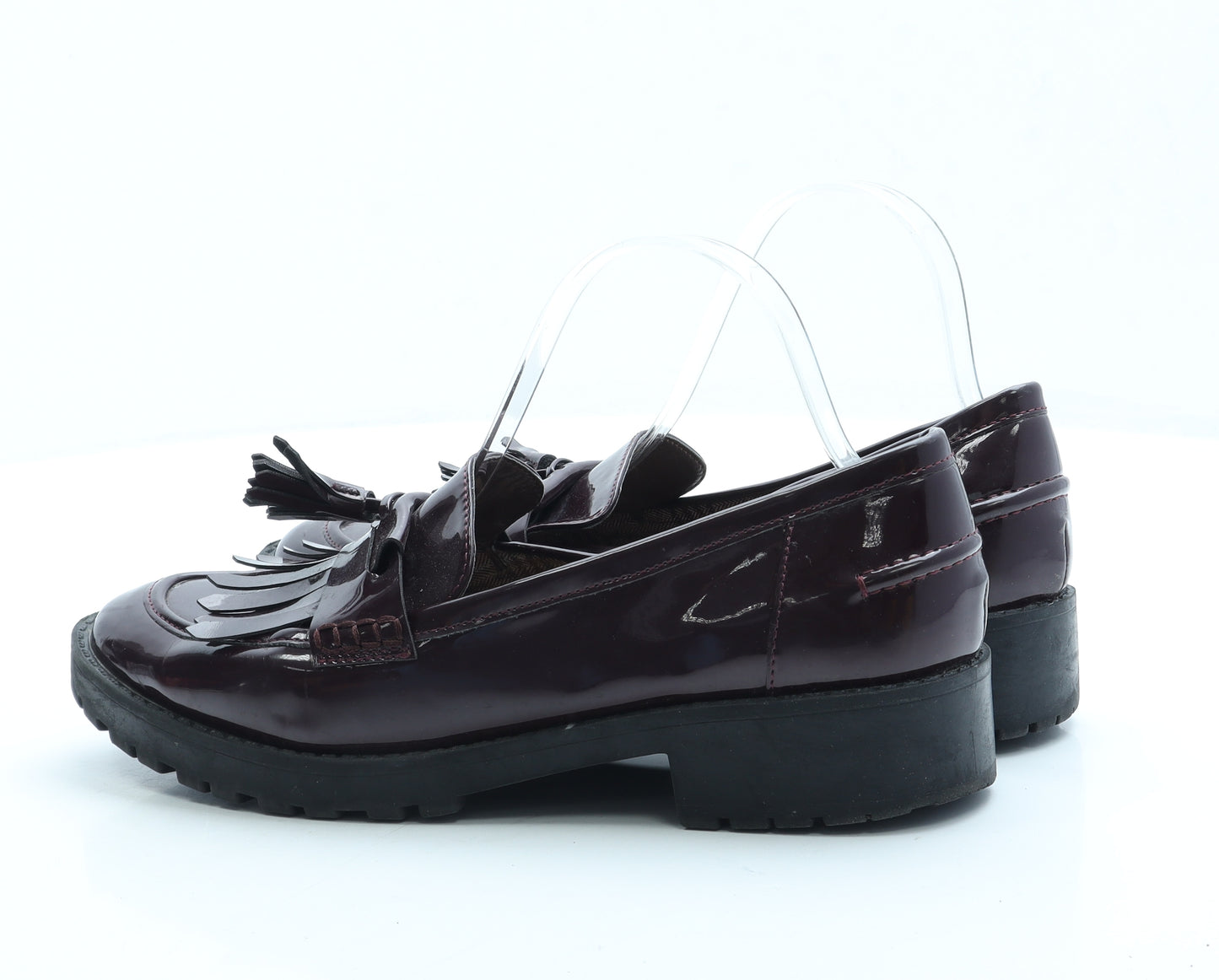 F&F Womens Purple Patent Leather Loafer Flat UK 6.5