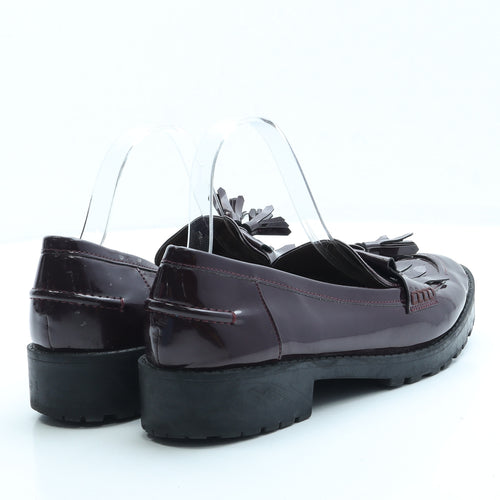 F&F Womens Purple Patent Leather Loafer Flat UK 6.5