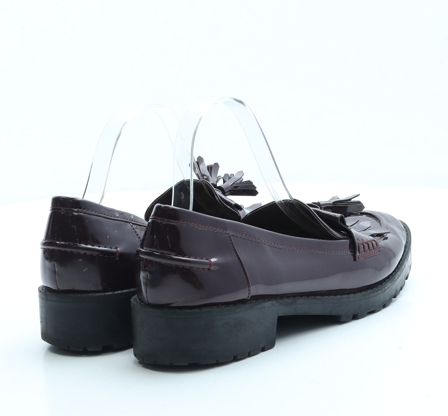 F&F Womens Purple Patent Leather Loafer Flat UK 6.5