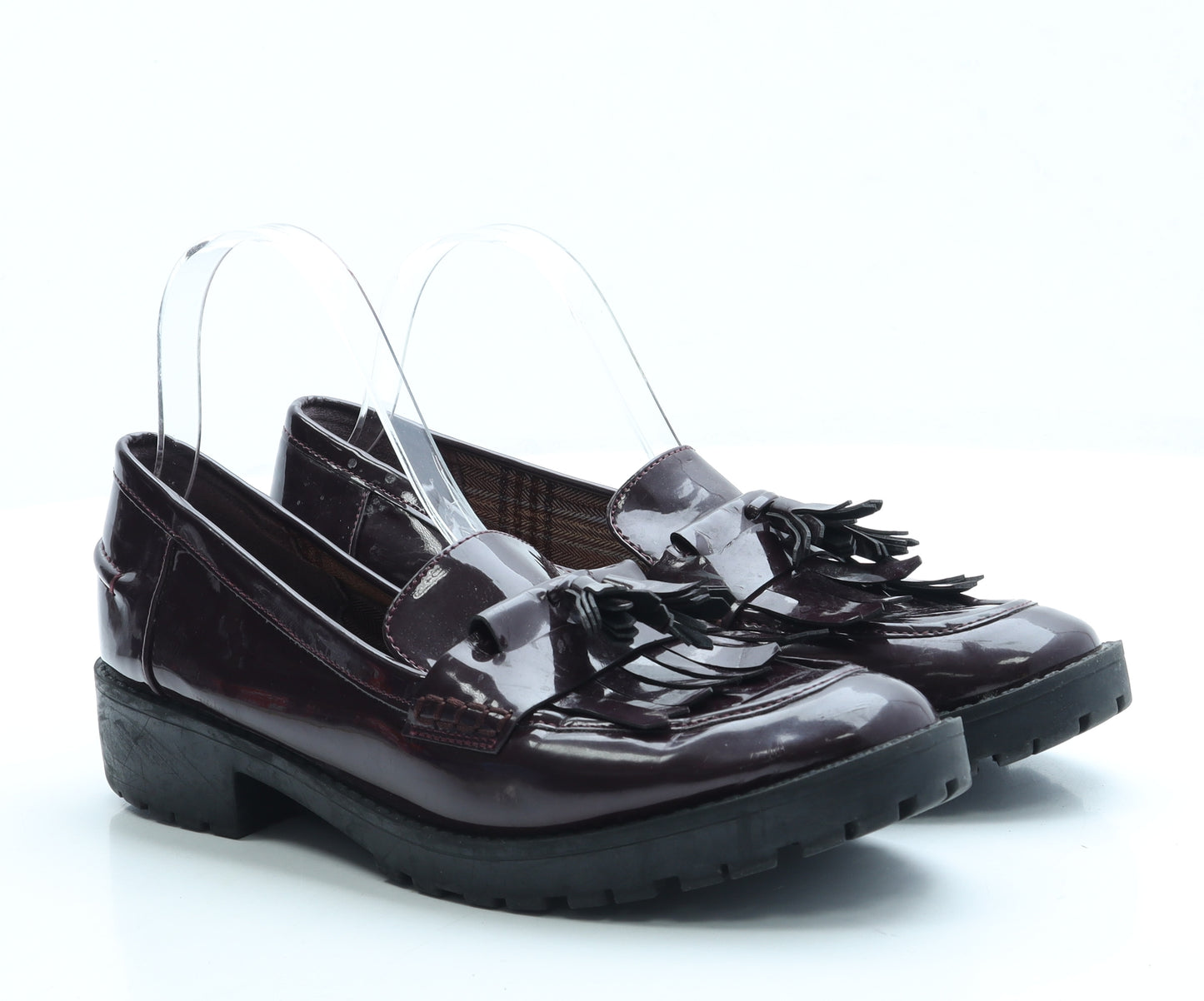 F&F Womens Purple Patent Leather Loafer Flat UK 6.5