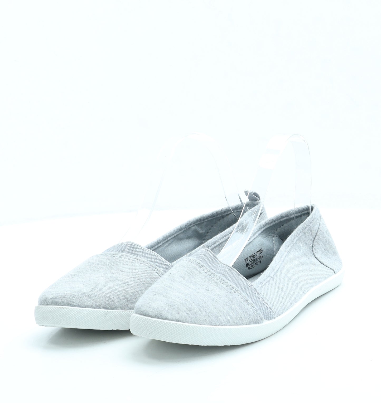 Primark Womens Grey Fabric Slip On Flat UK 6 39 US 8