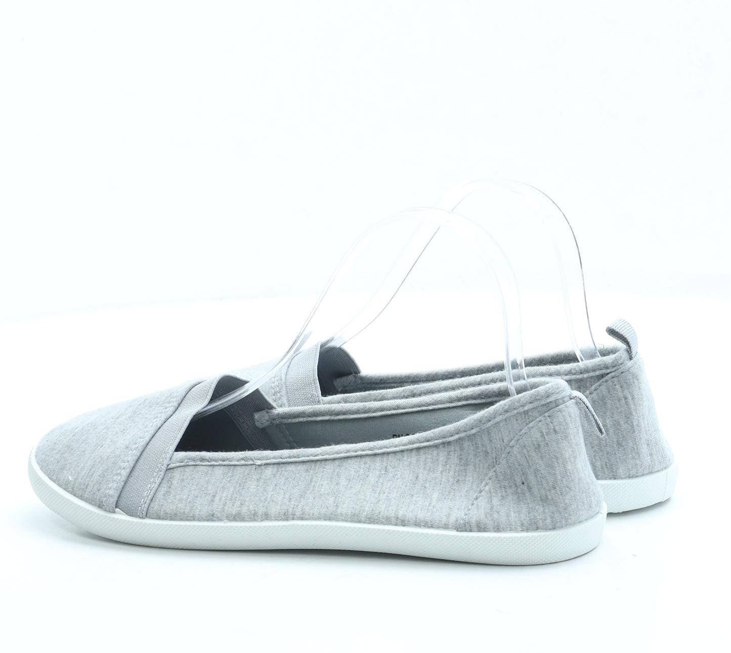 Primark Womens Grey Fabric Slip On Flat UK 6 39 US 8