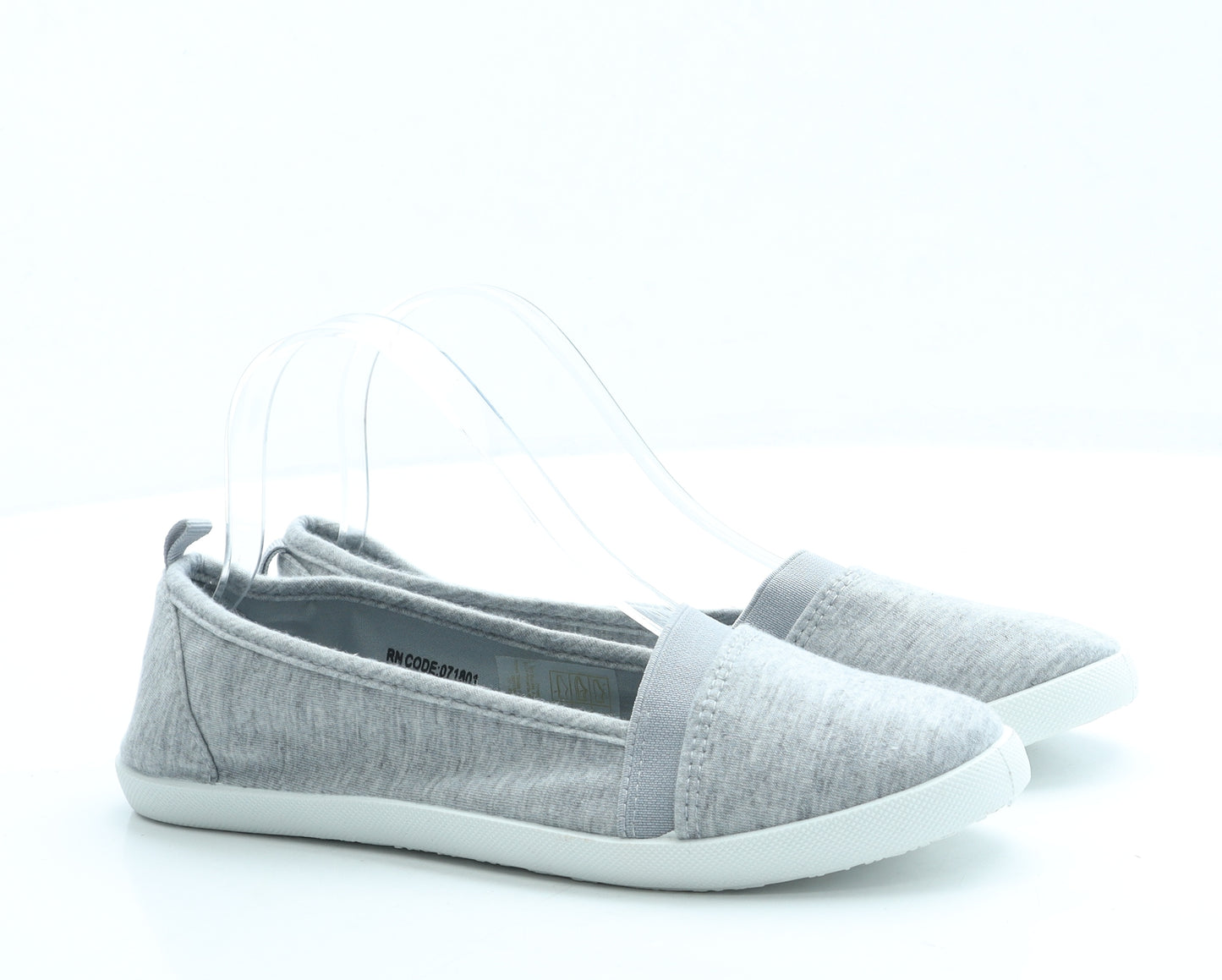 Primark Womens Grey Fabric Slip On Flat UK 6 39 US 8