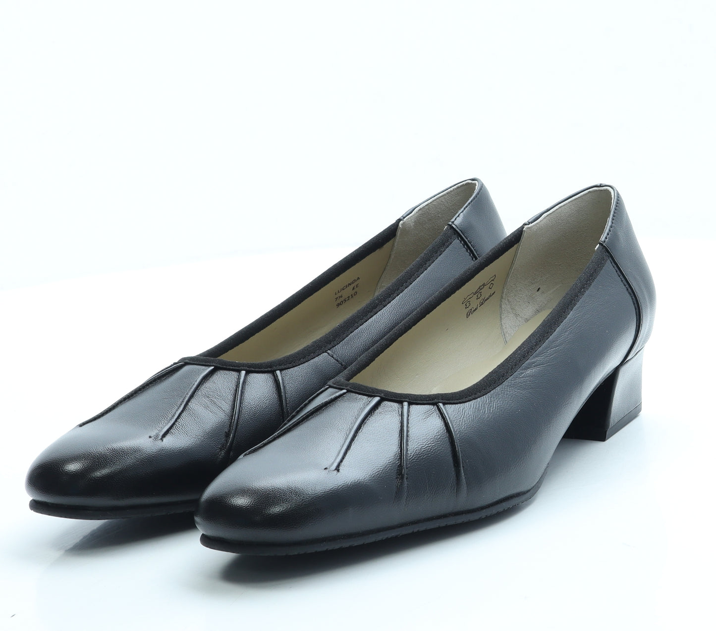 Equity Womens Black Leather Court Heel UK 7.5