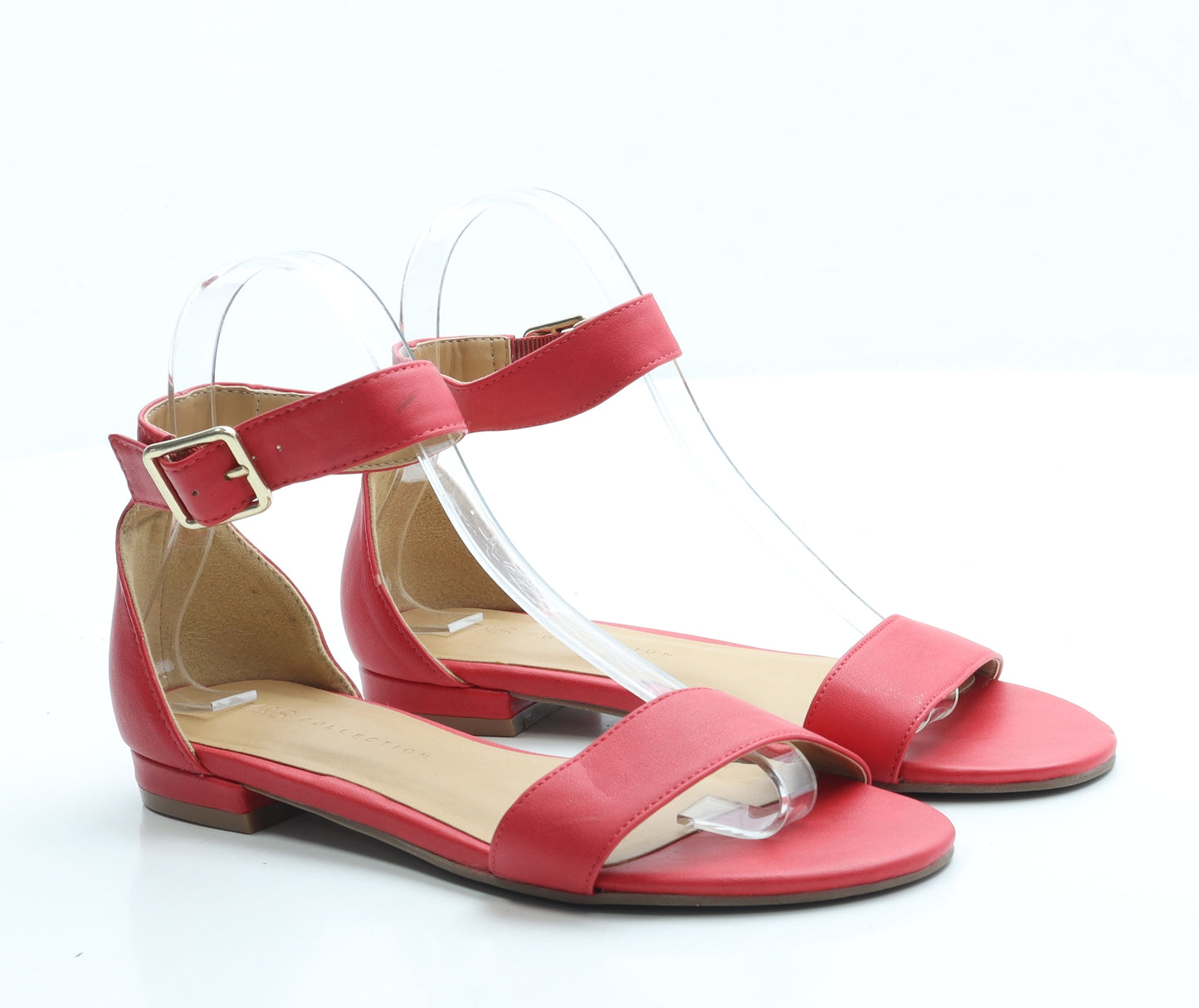 Marks and Spencer Womens Red Leather Strappy Sandal UK 3