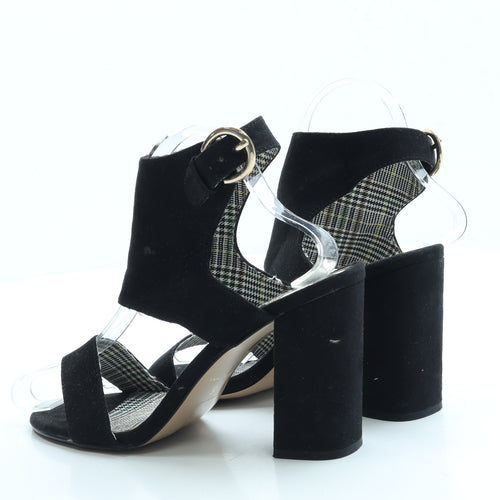 Preworn Womens Black Suede Slingback Heel UK 5