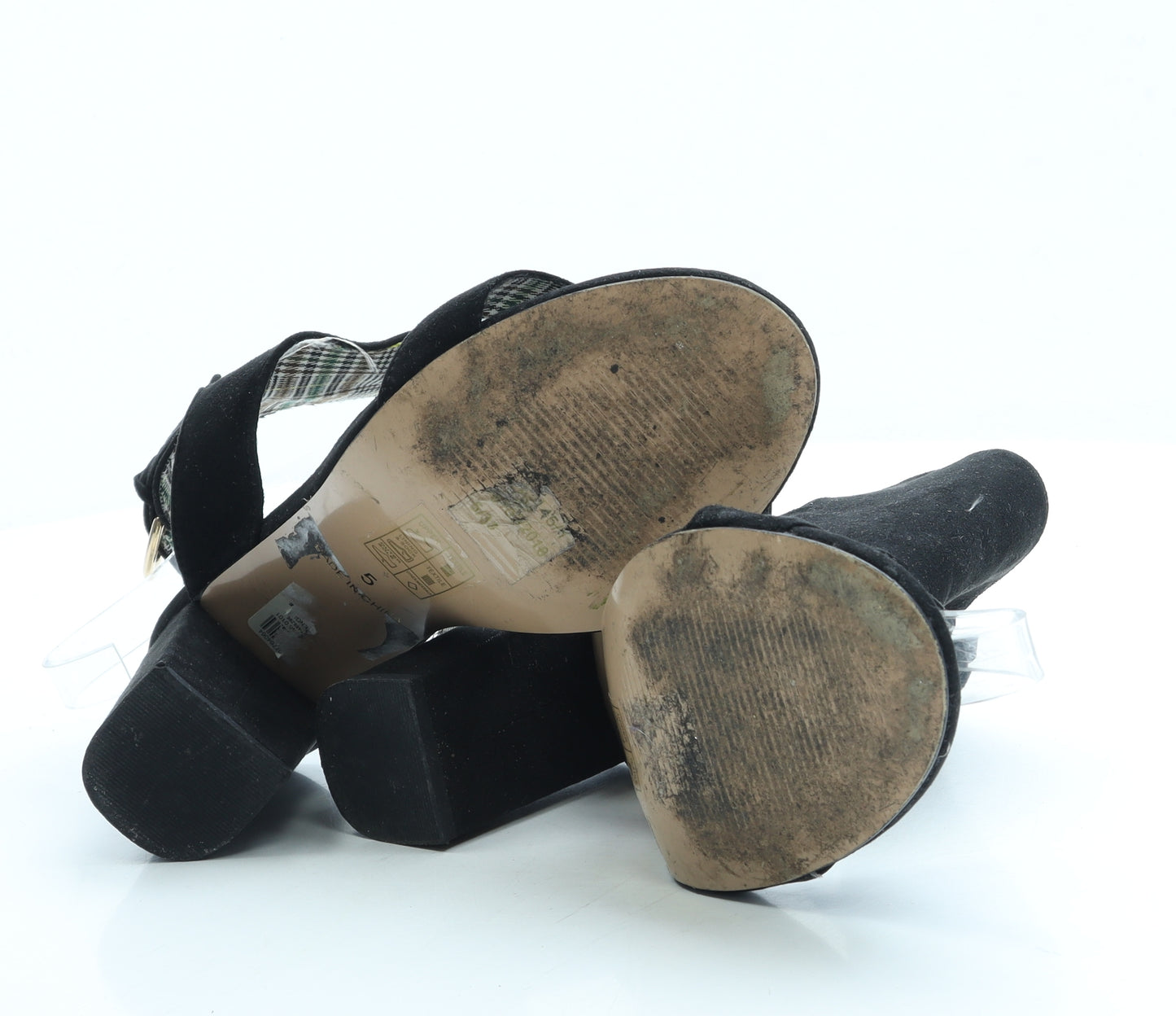 Preworn Womens Black Suede Slingback Heel UK 5