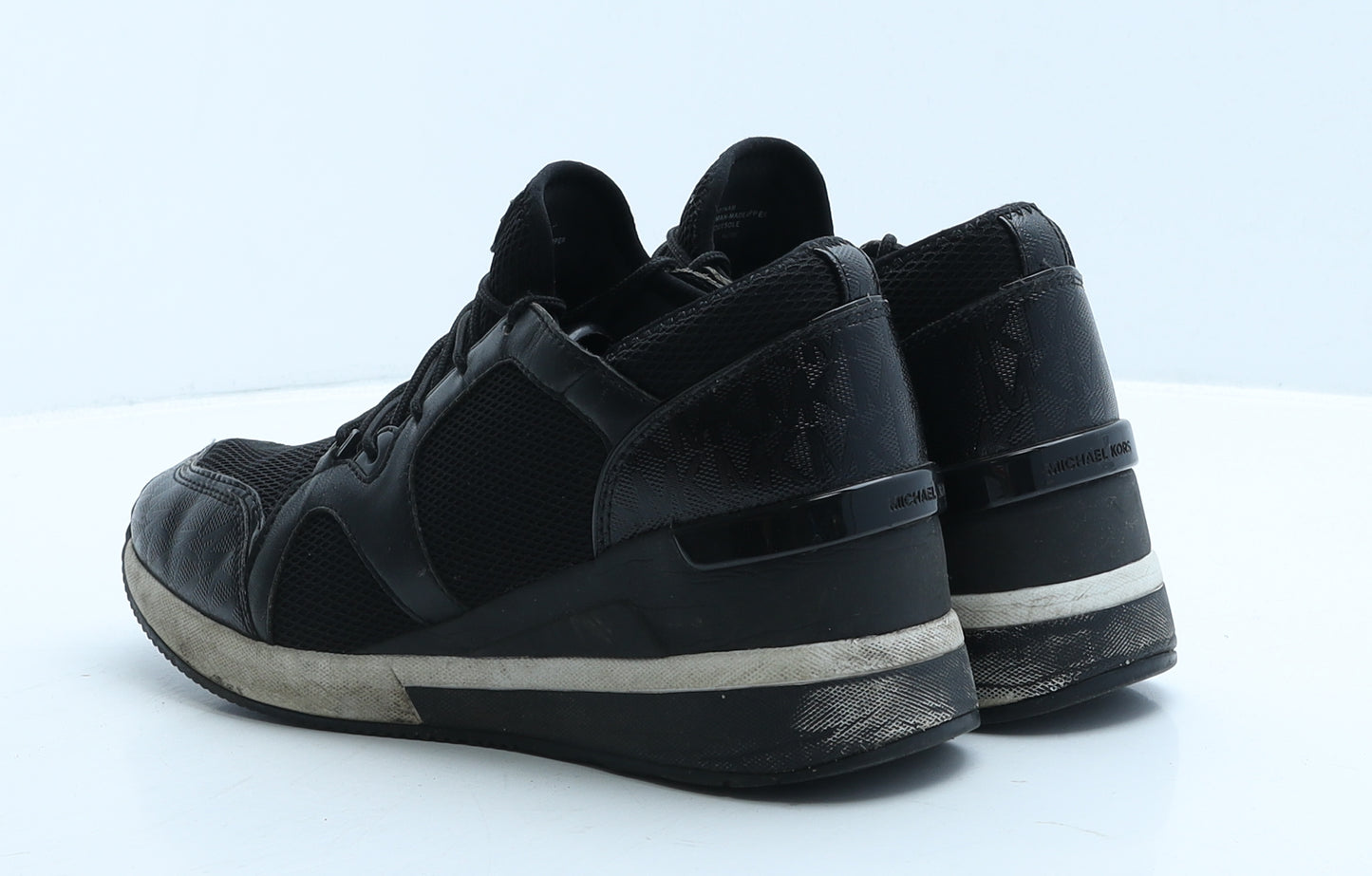 Michael Kors Womens Black Geometric Leather Trainer Casual UK 5 38