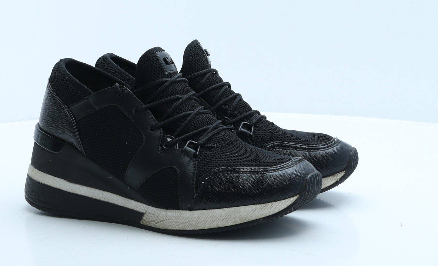 Michael Kors Womens Black Geometric Leather Trainer Casual UK 5 38