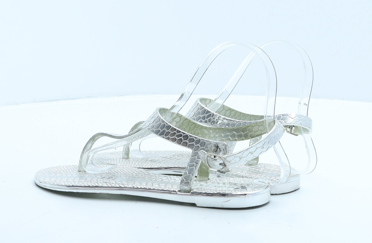 Very Womens Silver Rubber Thong Sandal UK 5