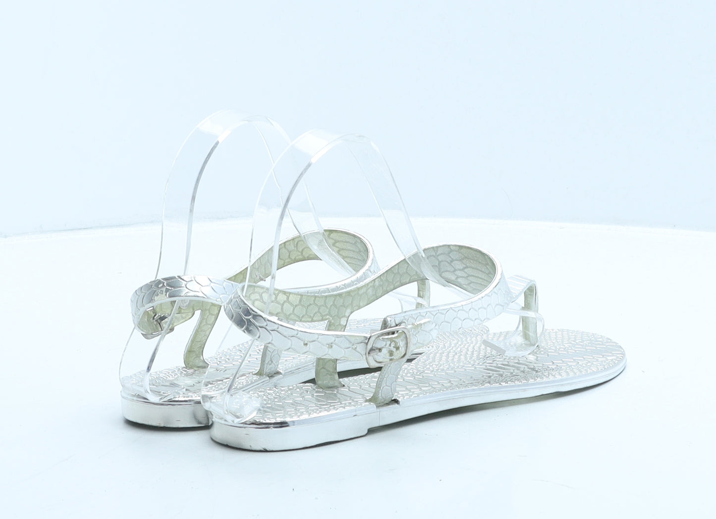 Very Womens Silver Rubber Thong Sandal UK 5
