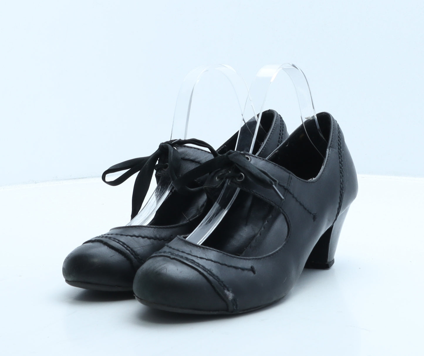 Clarks Womens Black Leather Court Heel UK 4