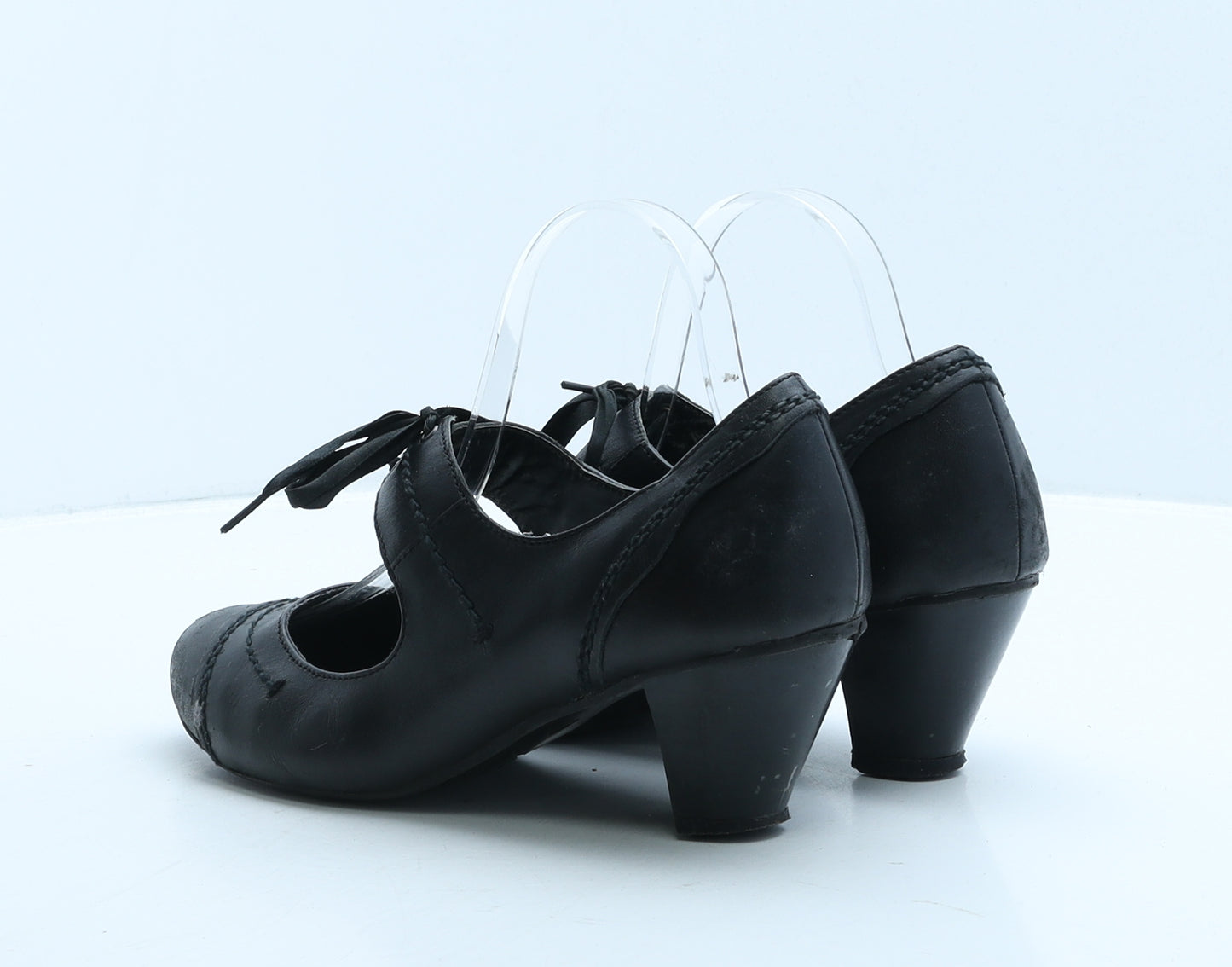 Clarks Womens Black Leather Court Heel UK 4