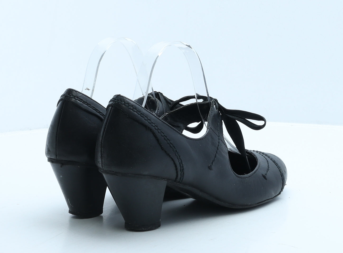 Clarks Womens Black Leather Court Heel UK 4