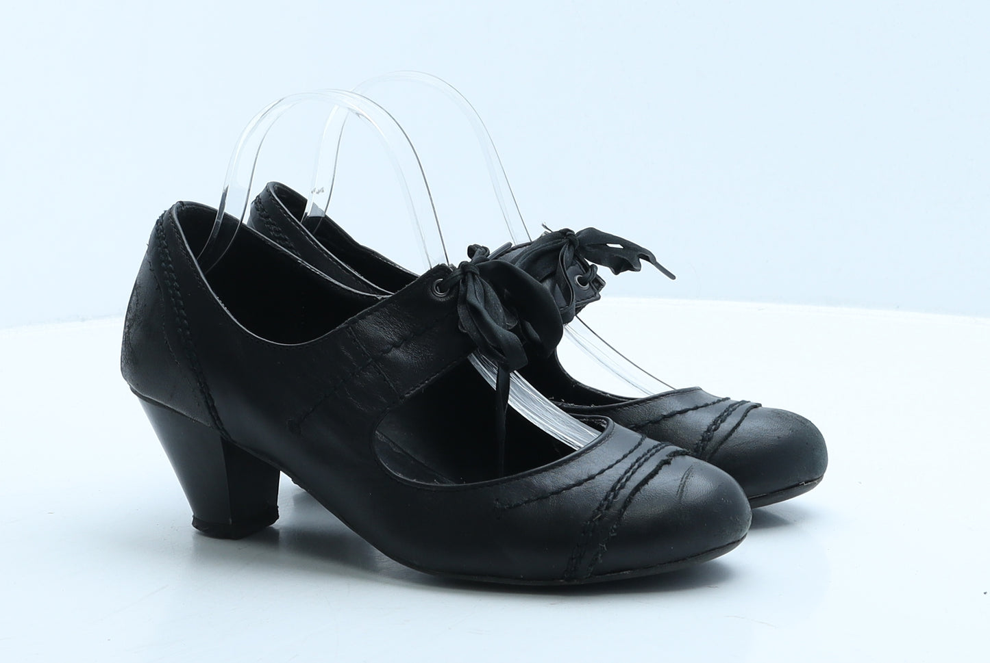 Clarks Womens Black Leather Court Heel UK 4