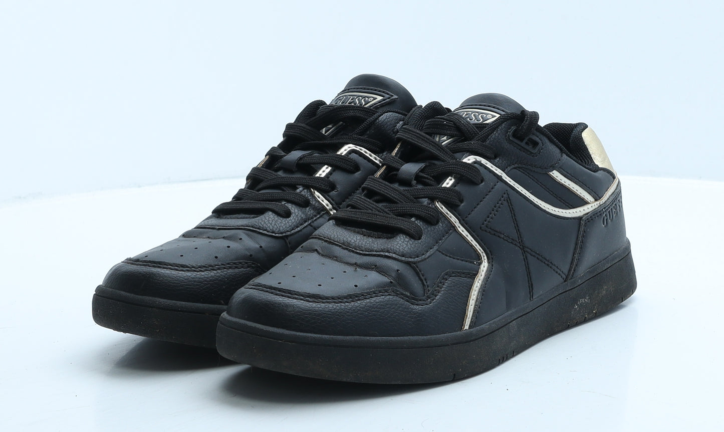 GUESS Mens Black Colourblock Leather Trainer UK 7 41