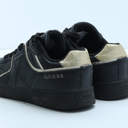 GUESS Mens Black Colourblock Leather Trainer UK 7 41