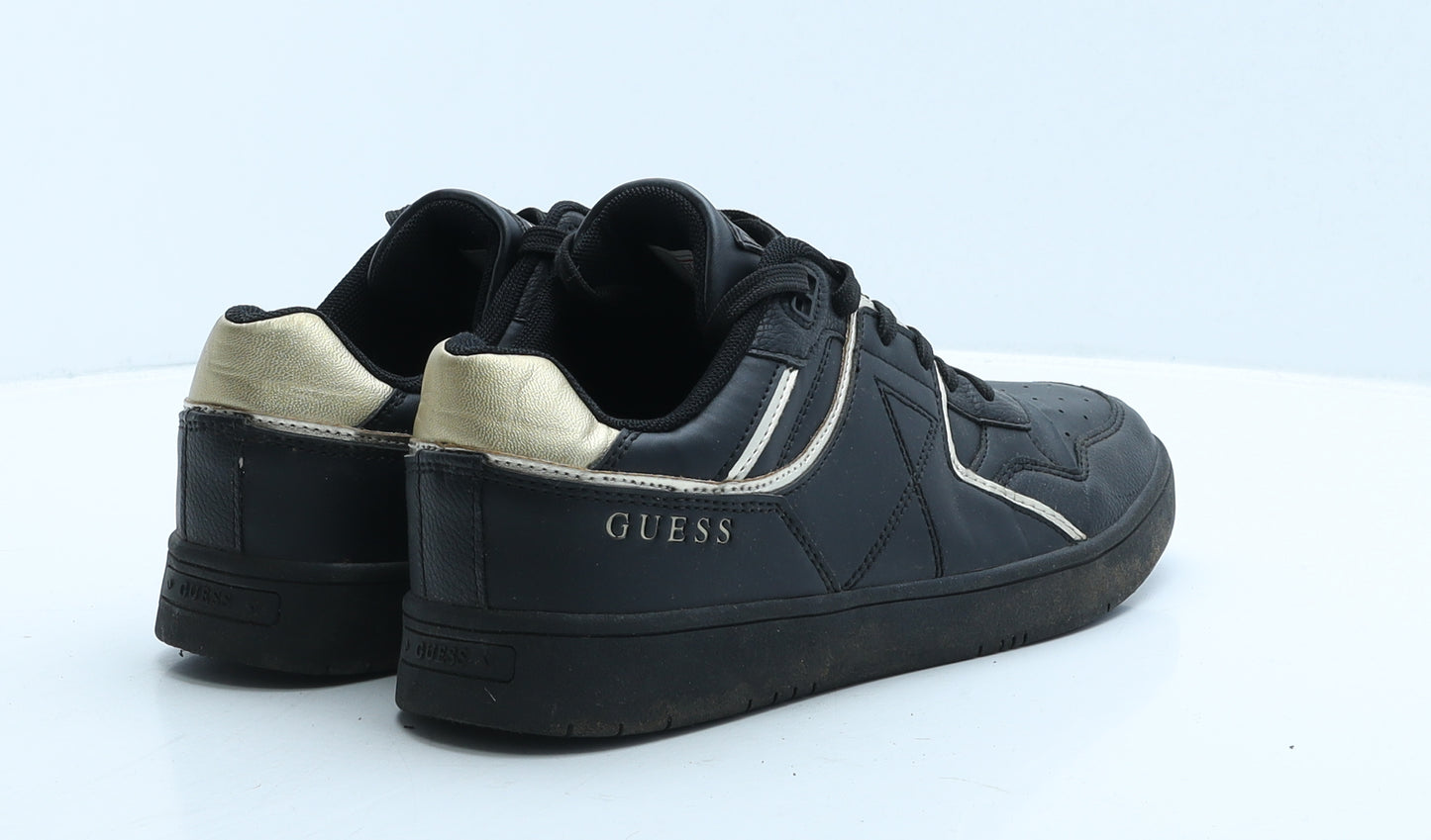 GUESS Mens Black Colourblock Leather Trainer UK 7 41